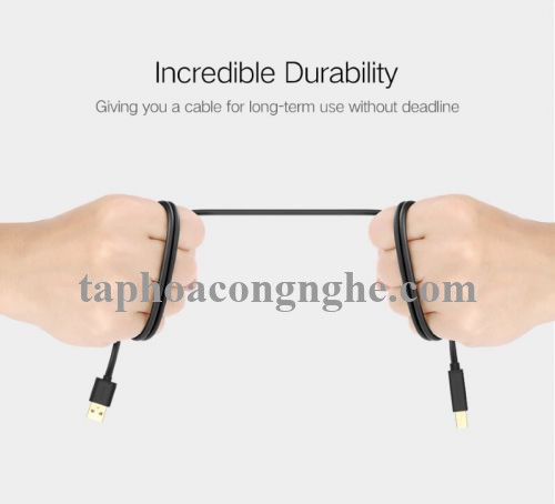 Ugreen 10351 3M màu Đen Cáp USB 2.0 sang USB B máy in đầu mạ vàng US135 30010351